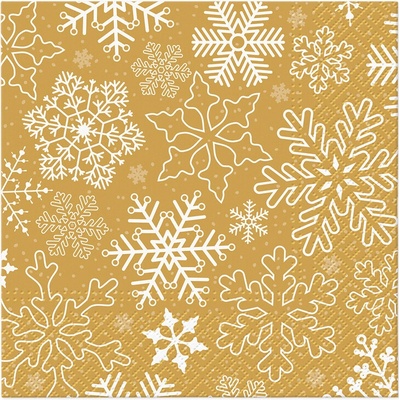 PAW Obrúsky TaT Snowflakes and stars gold 33x33cm