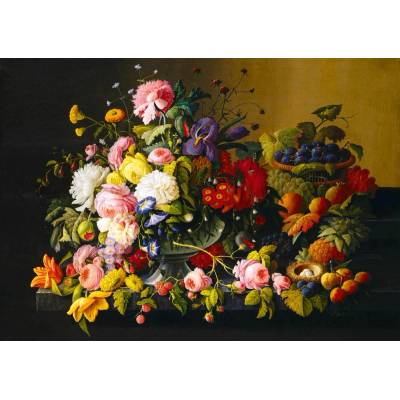 Bluebird Puzzle - Puzzle Severin Roesen - Still Life, Flowers and Fruit - 1 000 piese