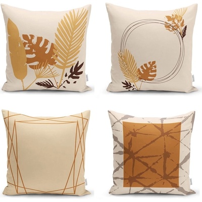 Minimalist Cushion Covers Оранжеви и бежови калъфки за възглавници в комплект от 4 броя 43x43 cm - Minimalist Cushion Covers (K4luset323)