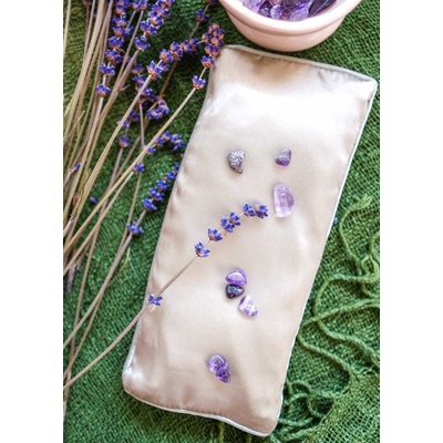 Nayavita Yoga Olive Green hedvábný polštářek na oči s ametystem a levandulí zelená