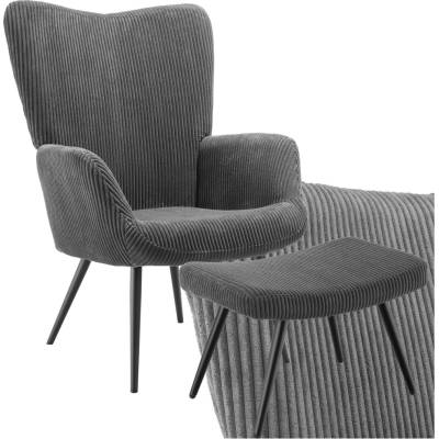 Tectake 405594 Hygge s podnožkou antracit / černá