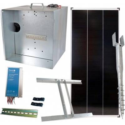 Fencee Základní sada na solární ohradník s přenosnou schránkou, regulátor 15 A, panel 200 W, držák, konzole