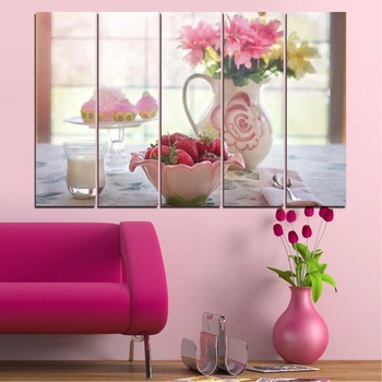 Vivid Home Картини пана Vivid Home от 5 части, Цветя, Канава, 160x100 см, 2-ра Форма №0584