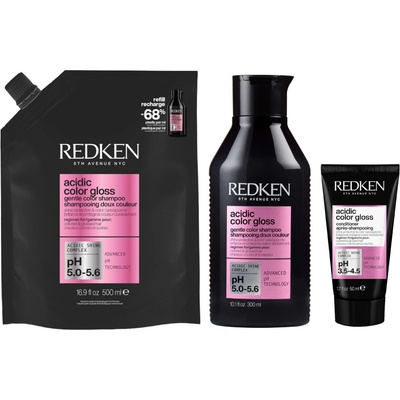 Redken Acidic Color Gloss šampon 300 ml + náhradní náplň 500 ml + kondicionér 50 ml