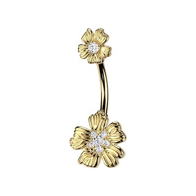 Šperky4U Zlacený piercing do pupíku kytička WP0125-GD