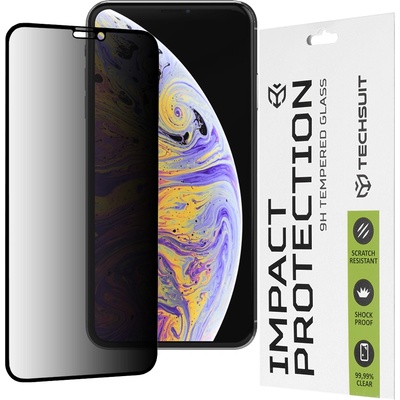 Techsuit Протектор за iPhone XS Max / iPhone 11 Pro Max - 111D Privacy Full Glue - Черен