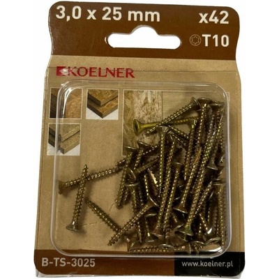 KOELNER Skrutka kalená konštr. do dreva, zapust.hlava,3x25 mm