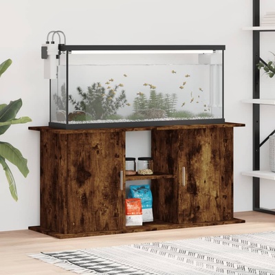 vidaXL Поставка за аквариум, опушен дъб, 121x41x58 см, инженерно дърво (833620)
