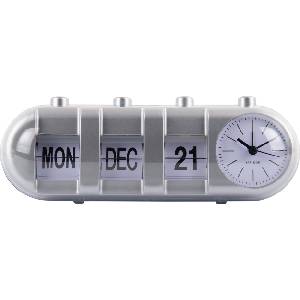 Karlsson Будилник Retro Tube Calendar Flip, сребърен (KA6045SI) Будилник