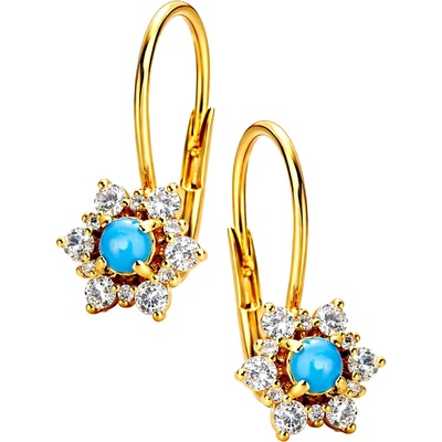 Zlaton Náušnice žluté zlato květina 1.6cm 1.75g s diamanty 0.220ct N22102501229