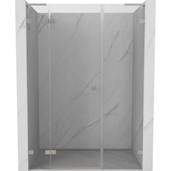 Mexen Lunar L лява душ врата с панти 155 см, прозрачна, четкан никел - 834SL-155-050-97-00-L (834SL-155-050-97-00-L)