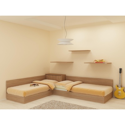 DST Ъглови легла с матраци-dst 82/190, дъб амбер