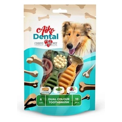 COBBYS PET AIKO Dental Dual color toothbrush 10 cm medium 7 ks 170 g