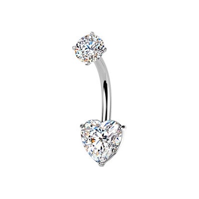 Šperky4U Ocelový piercing do pupíku srdce BS1073