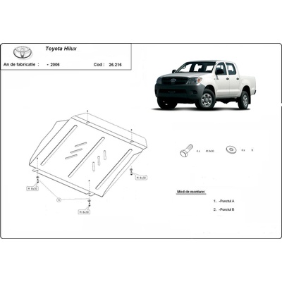 Scut Motor - Румъния Метална кора под двигател toyota hilux от 2005 (n70) (73843)