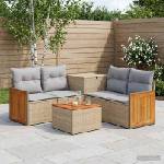 vidaXL Комплект дивани 6 бр. Бежов и Светло Сив 55 x 55 x 37 см (3447727)