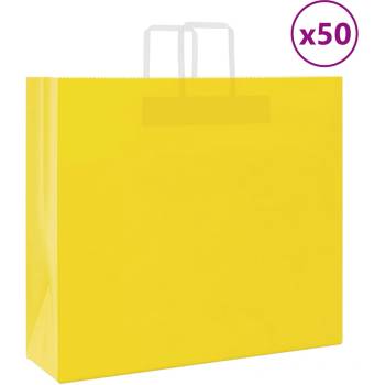 vidaXL Хартиени торбички 50 бр с дръжки жълти 54x15x49 см (4102004)