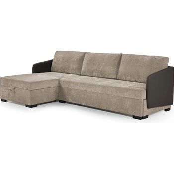 TEDIVA Ляв ъглов диван OSLO с механизъм за сън-тъмно кафява eko кожа (MMPAT29LM-HEV20714)