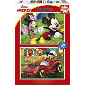 Educa Пъзел 2 в 1 Educa, Mickey Mouse, Забавна къща, 2 x 20 части