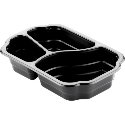 DUNI Tácka taway pp m čierna 3-dielna 250 × 159x48 mm
