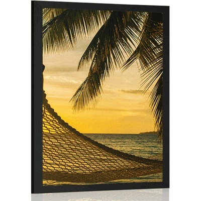 Plakát houpací síť na pláži - 40x60 black