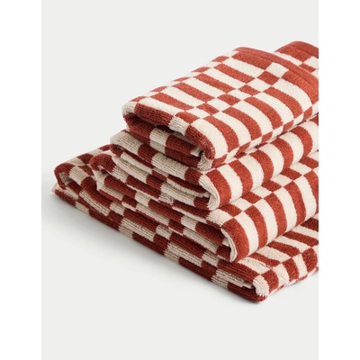 Marks & Spencer Хавлия от чист памук с геометричен десен на квадрати Marks & Spencer сива Marks & Spencer | Siv | Home | BATH