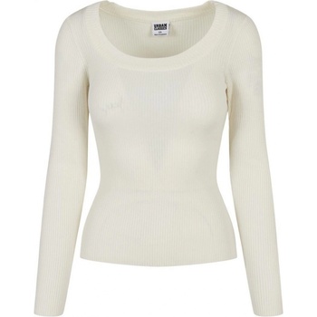 Urban Classics Ladies Wide Neckline Sweater Whitesand biela