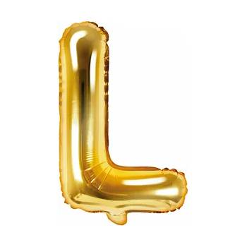 PartyDeco Балон от фолио Mini - Буква L 35см златен