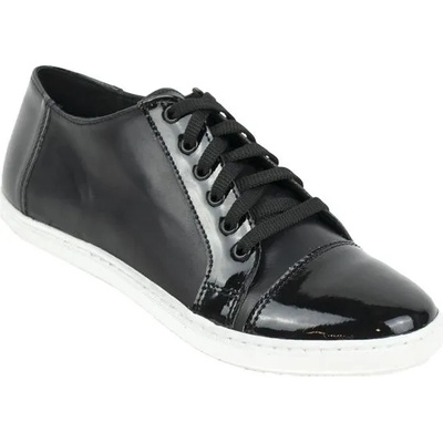 Български обувки Черни дамски маратонки с лак 1601-black