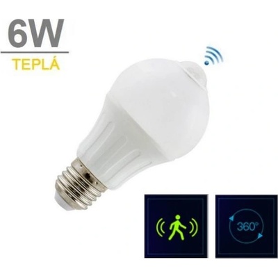 LED21 LED žárovka A5S s PIR čidlem 6W 14xSMD5630 450lm E27 Teplá bílá