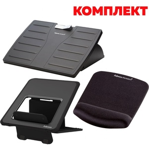 Fellowes Поставка за крака Microban, регулируема, в комплект с Поставка за лаптоп Breyta и Пад за мишка (Microban)