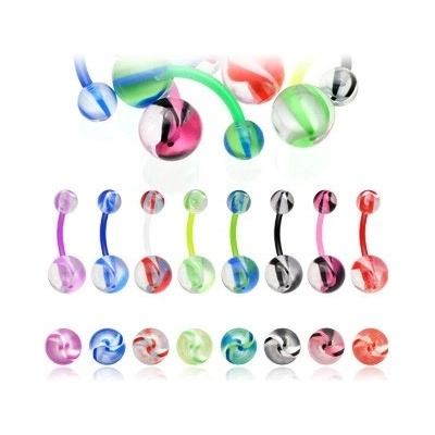 Šperky eshop piercing do pupíku barevné šmouhy na kuličce W39.09 červená