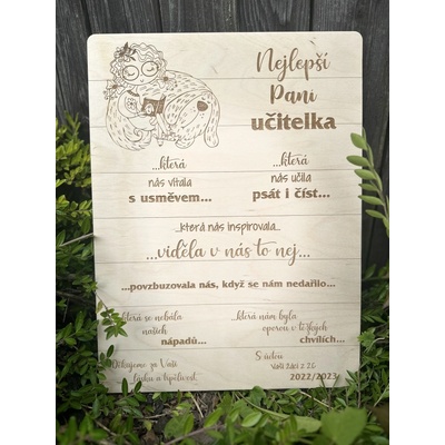 Poděkování pro paní učitelku Rozměr: 30cm