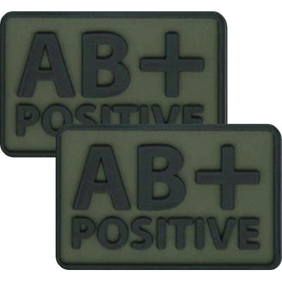 Emblém PVC Helikon-Tex krevní skupina AB/Rh+ Olive Green - 2 ks.
