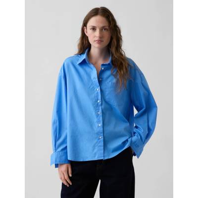 GAP Popelínová oversize košeľa s logom Modrá