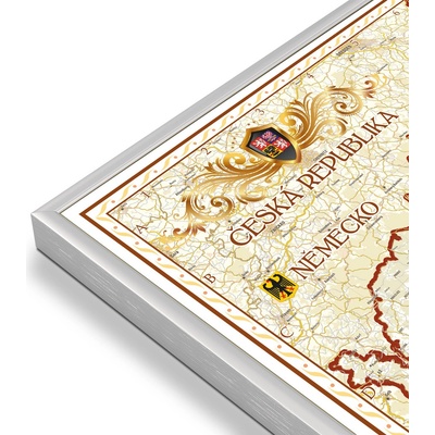 Excart Maps ČR exclusive - nástěnná mapa 135 x 90 cm Varianta: mapa v hliníkovém rámu, Provedení: stříbrný rám