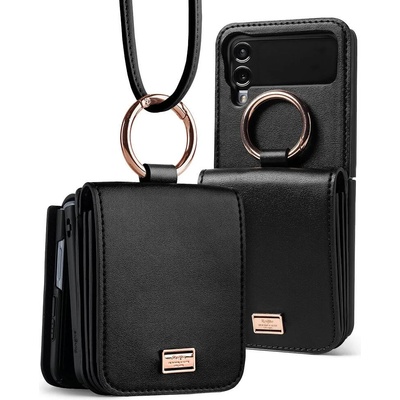 Ringke Кожен Калъф с Джоб за Samsung Z Flip 4, Ringke Folio Signature Case, Черен (8809881261263)