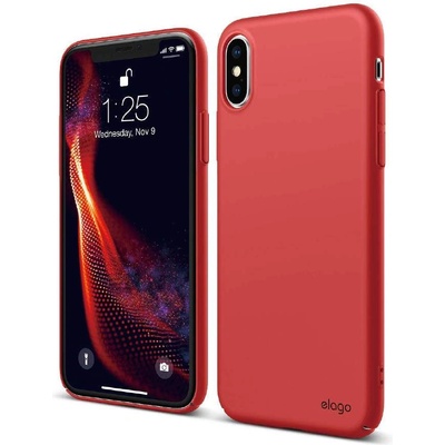 elago Slim Fit Case - качествен поликарбонатов кейс за iPhone XS (червен)