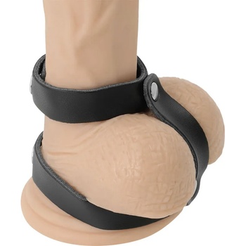 Image 1 of Darkness Adjustable Leather Penis and Testicles Ring