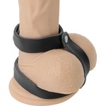 Darkness Adjustable Leather Penis and Testicles Ring