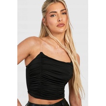 !!! Boohoo čierna crop zvlnenie ramienka