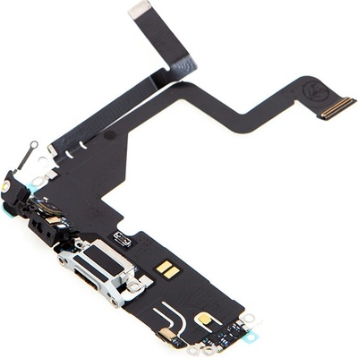 AppleMix Napájací a dátový konektor s flex káblom + mikrofóny pre Apple iPhone 14 Pro - strieborný - kvalita A+