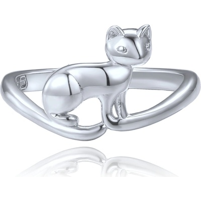 Minet Stříbrný prsten kočka JMAS0300SR