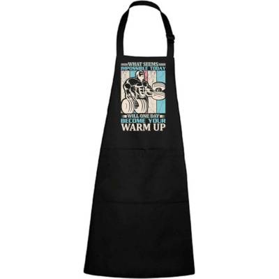 Dobrý Triko Zástěra pro kulturistu s potiskem Warm up Černá