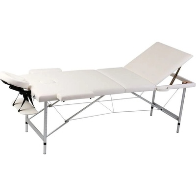 Petromila vidaXL Krémovo biely skladací masážny stôl s 3 zónami a hliníkovým rámom