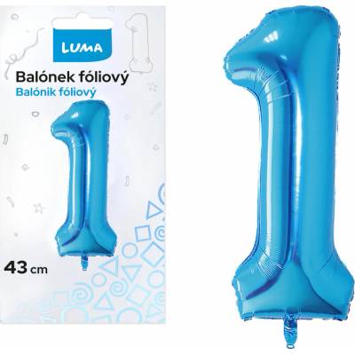 LUMA Trading Balónek fóliový č. 1 Modrý 43 cm