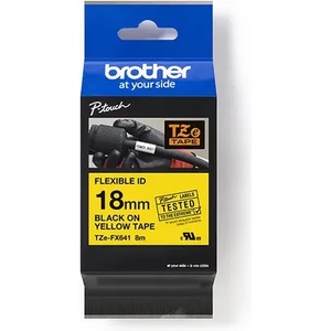 Brother ЛЕНТА ЗА ЕТИКЕТНИ ПРИНТЕРИ BROTHER ТИП TZE FLEXI - 18 mm x 8 m - BLACK ON YELLOW FLEXIBLE ID - PN TZEFX641 (TZE-FX641) (301BRATZEFX641)