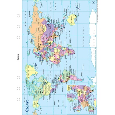 Filofax Mapa světa pro diáře A5 mapa