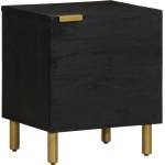 vidaXL Нощно шкафче, черно, 40x33x46 см, мангово дърво масив (4017644)
