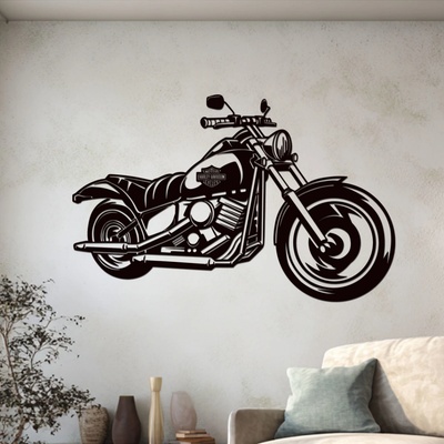dřevo života Dřevěný obraz motorky Chopper Rozměry (cm): 60x38, Zvolte barvu dekoru: Černá
